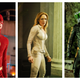 Grant Gustin as Barry Allen/The Flash, Caity Lotz as Sara Lance/White Canary, and Stephen Amell as Oliver Queen/Green Arrow